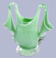 Díszváza, anyagában színezett többrétegű hutaüveg, hibátlan 12 cm