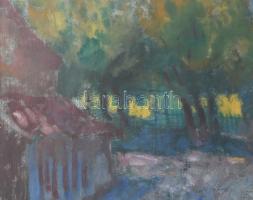 Miháltz Pál (1899-1988): Szentendrei utca, 1957. Olaj, vászon. Jelezve jobbra lent. Hátoldalán autog...