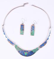 Mexikói alpakka nyakék és fülbevaló pár szett.