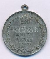 1867. "Koronázási emlék Budán június 1867 / Viribus unitis" kétoldalas ón emlékérem (32mm)...