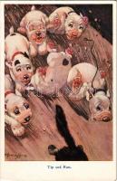 Tip and Run, puppies, dogs. The R.P.S. Series Post Cards 1024. s: G. E. Studdy