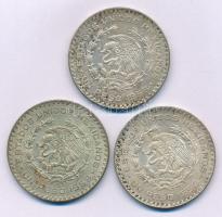 Mexikó 1958. 1P Ag "Jose Morelos" (3x) T:XF,VF patina Mexico 1958. 1 Peso Ag "Jose Morelos" (3x) C:XF,VF patina Krause KM#459