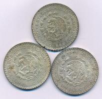 Mexikó 1958. 1P Ag "Jose Morelos" (3x) T:XF,VF patina, ph. Mexico 1958. 1 Peso Ag "Jose Morelos" (3x) C:XF,VF patina, edge error Krause KM#459