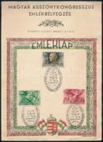 1940 Magyar Asszonykongresszus emléklap, bélyegekkel és bélyegzésekkel.