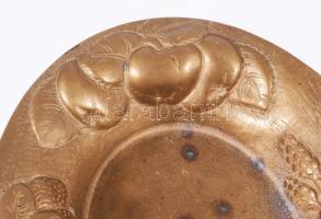 Bronz gyümölcsmintás tál, 18x16 cm