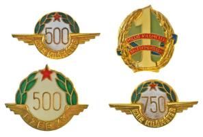 DN (~1970-1980) "500 ezer km balesetmentesen" (2xklf) + "750 ezer km balesetmentesen" + "1 millió km balesetmentesen" zománcozott fém jelvény