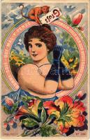 Honni Soit Qui Mal y Pense / Schmach über den, der Arges dabei denkt! No. 395. / Latin motto of the British Order of the Garter art postcard (szakadás / tear)