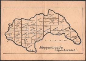 ca 1942 Magyarország légókörzetei 30x21 cm