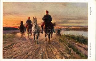Morgenrot... / WWI K.u.K. military art postcard with soldiers in the morning. W. R. B. &amp; Co. Wien Nr. 229. s: L. Wintorowski