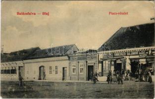 Balázsfalva, Blasendorf, Blaj; Piac részlet, Sinberger Salamon üzlete és saját kiadása 61. (W.L. ?) / market square, publisher's shop (EK)