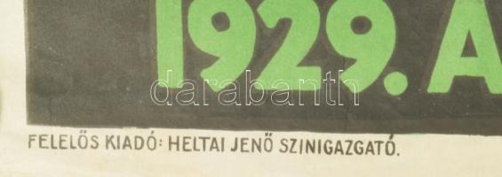 1929 Revíziós logobó-avató ünnepély és történelmi hadijátékok Budapesten, nagyméretű litografált, ir...