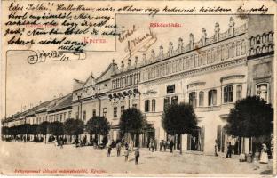 1903 Eperjes, Presov; Fő utca, Rákóczi ház, üzlet. Fénynyomat Divald műintézetéből / main street and shops. Art Nouveau (EB)