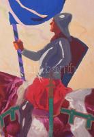 Pálla Jenő (1883-1958): Lovag. Akvarell, papír, j.n. 36x29,5 cm