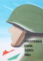 Darvas Árpád: Fegyveres Erők Napja 1984 plakátterv. Akvarell, papír, 35x26 cm