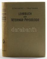 Scheunert, Arthur - Trautmann, Alfred: Lehrbuch der Veterinär-Physiologie. Berlin, 1951, Paul Parey, XI+[1]+486+[2] p. Német nyelven. Kiadói egészvászon-kötés, kiadói papír védőborítóban, kissé hullámos lapokkal, kissé sérült kiadói kartontokban.