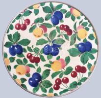 Villeroy &amp; Boch Saxony antik gyümölcsmintás tálaló alátét, jelzett, mázrepedéssel, d: 30 cm