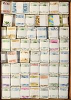 Kb 100 db modern magyar bündli lapos dobozban, közte sok Antik bútorok, Virág