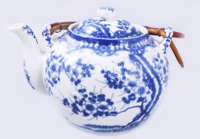 Japán 22 részes cseresznyevirág mintás tojáshéj porcelán teás készlet, süteményes tányérokkal, telje...