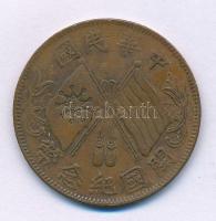 Kína 1920. 10c Cu T:XF,VF kis patina China 1920. 10 Cash Cu C:XF,VF small patina Krause Y#302