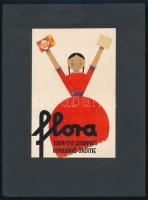 ca 1935 Flora terpentin szappan - A mosónő öröme 1930-as évek plakátterv. Vegyes technika, papír. Grafikus ismeretlen 16 x 10 cm kartonon.