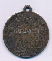 1896. "Ezredéves Történetünk Ezredekre Remény Nekünk - Honfoglalás" millenniumi kétoldalas, bronz emlékérem füllel. Szign.: Steiner A. (32mm) T:VF ph.