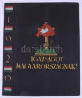Jaschik Álmos (1885-1950): Apponyi Albert - Berzeviczy Albert-...stb.: Igazságot Magyarországnak! c. kiadott revíziós album megvalósult borítóterve. Vegyes technika, karton 30x24 cm