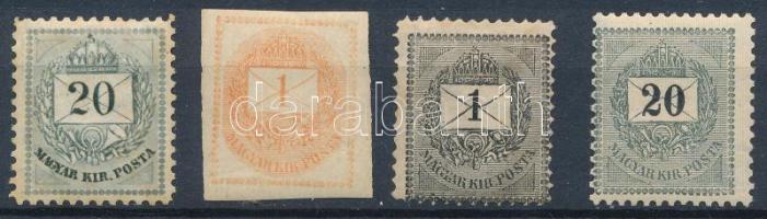 1881-1889 Színesszámú 20kr, Feketeszámú 1kr és 20kr + Hírlapbélyeg