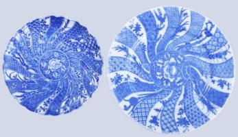 cca 1900 Kínai export porcelán egyszemélyes reggeliző szett, csésze alátéttel és desszertes tányér.J...