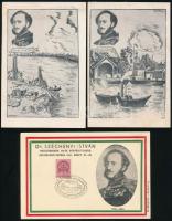 Széchenyi 10 db emléklap különböző alkalmi bélyegzésekkel + 2 klf. Széchenyi emlék-levelezőlap