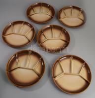 Vintage Gerzit snack kínáló készlet, 6 darab, jelzett, hibátlan, d: 22 cm