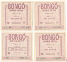 1991. "Bongó" sorsjegy 10Ft értékben, január 26-i húzás (4x) T:XF