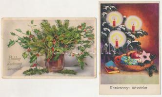 5 db RÉGI karácsonyi üdvözlőlap, közte 1 modern / 5 pre-1945 Christmas greeting art postcards, with ...