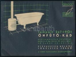 ca 1930 Lampart önfűtő fürdőkád art deco reklám nyomtatvány. Leporelló 6 oldalas 20x15 cm Egyik hajtásnál beszakadással, de egyébként jó állapotban.