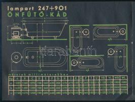ca 1930 Lampart önfűtő fürdőkád art deco reklám nyomtatvány. Leporelló 6 oldalas 20x15 cm Egyik hajt...