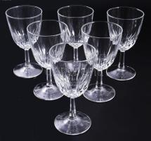 Kristály talpas borospohár garnitúra, 6 darab, hibátlan, m: 13 cm