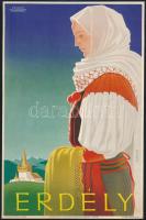 cca 1940 Erdély - dekoratív idegenforgalmi kisplakát, szign. Konecsni György, Klösz Nyomás, szép állapotban, 24×16 cm