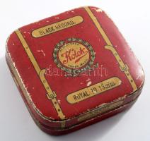 Kolok Black Record Royal 10 13mm fém doboz, kopásnyomokkal, 6,5×6,5×2 cm