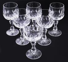 Ólomkristály talpas pohár garnitúra, 6 darab, hibátlan, m: 16,5 cm