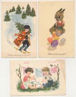 8 db MODERN grafikai üdvözlőlap. Képzőművészeti Alap / 8 modern graphic art postcards