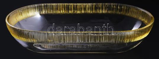 Art deco kristály kínáló, ezüstpácolt résszel, hibátlan, 30x17 cm