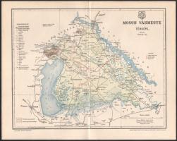 1896 Moson vármegye térképe, tervezte: Gönczy Pál, 1:350 000, kiadja: Posner Károly Lajos és Fia, Pallas Nagy Lexikona, 24×30 cm