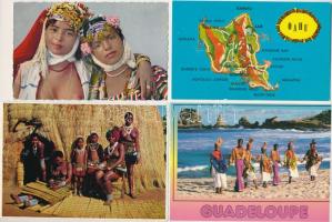 10 db MODERN egzotikus tájak és emberek képeslap, közte néhány enyhén erotikus / 10 modern postcards with exotic landscapes and indigineous people, including a few slightly erotic