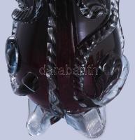 Iparművész vörösüveg váza, színtelen és fehérüveg rátétekkel, szakított üveg, jelzés nélkül, hibátla...