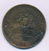 "J. FLORENZ BUDAPESTEN - M. K. UDVARI SZÁLLÍTÓ - 100 KILÓ" réz egyoldalas emlékérem, két oldalán lyukasztott (41mm) T:VF