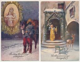 8 db RÉGI motívum képeslap: karácsonyi és újévi üdvözlőlapok / 8 pre-1945 motive postcards: Christmas and New Year greeting cards
