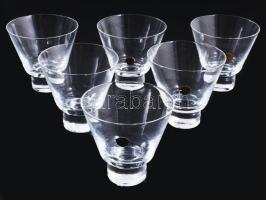 Sea Glasbruk Kosta (Inge Samuelsson, Sven Ernstsson, Tore Andersson) Martini pohár szett, 6 darab,jelzett, hibátlan, 7,5 cm /// Sea Glasbruk Kosta (Inge Samuelsson, Sven Ernstsson, Tore Andersson) martini glass set, 6 pieces, signed, flawless, 7.5 cm.