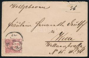 1872 5kr levélen "PEST" - Wien (hátoldalon monogram)