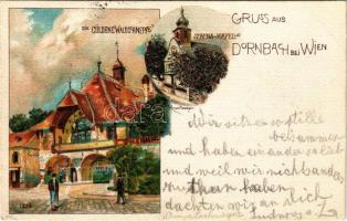 1898 Wien, Vienna, Bécs XVII. Dornbach, Die Güldene Waldschnepfe, St. Anna Kapelle. Art Nouveau, litho s: Rosenberger (EB)