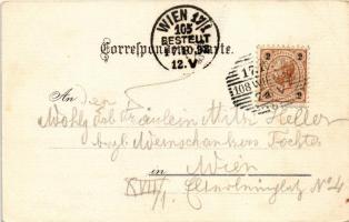 1898 Wien, Vienna, Bécs XVII. Dornbach, Die Güldene Waldschnepfe, St. Anna Kapelle. Art Nouveau, lit...