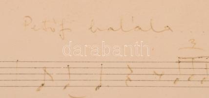 1973 Cseh Tamás (1943-2009): Petőfi halála. Autográf kéziratos kotta és dalszöveg aláírással.
Mészá...